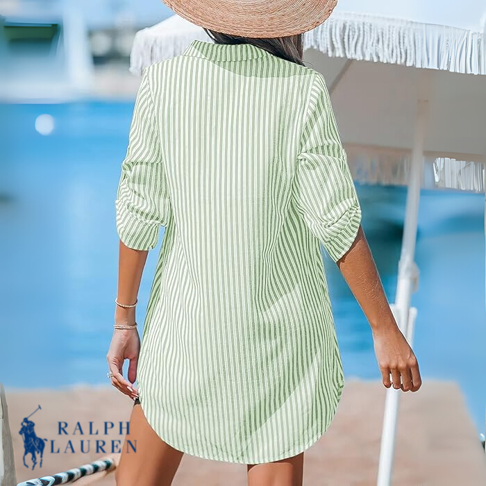 R. Ꮮаᴜгеn Classic Striped Shirt Dress