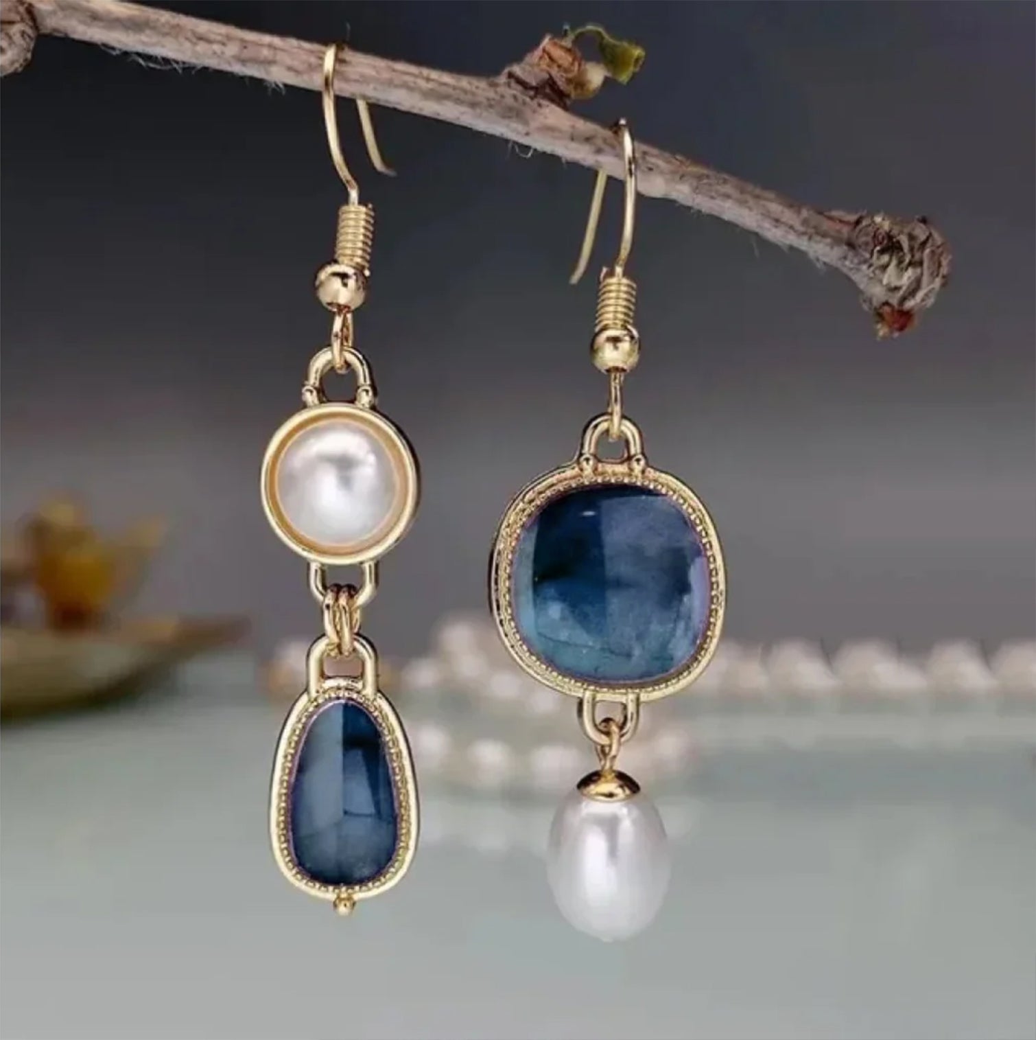Retro Blue Stone Earrings