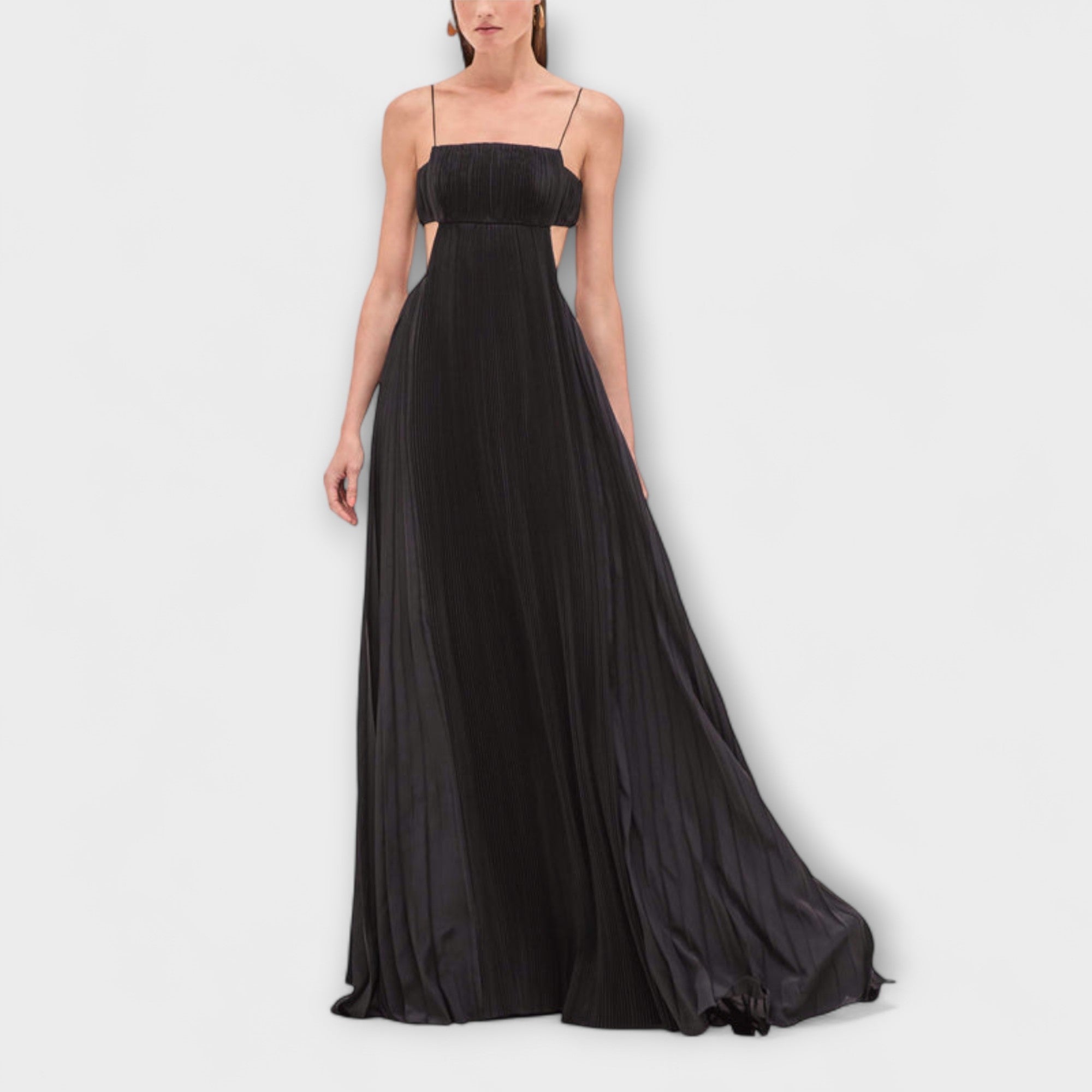 Mireille - Stylish Pleated Cutout Flowing Maxi Dress