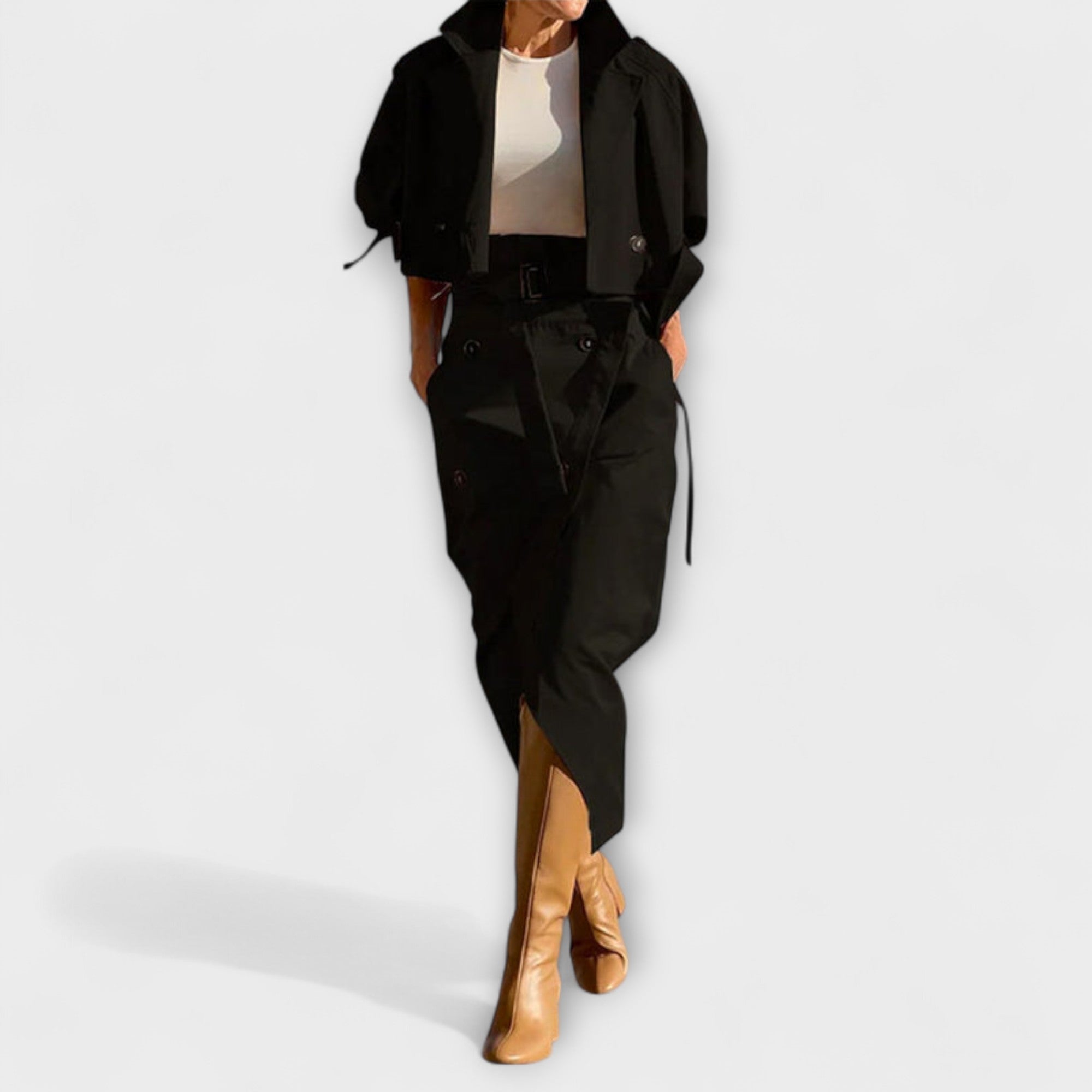 Lyra - Elegant Midi Skirt Jacket with Pockets