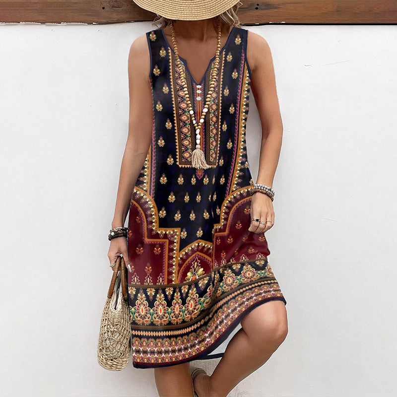 Vintage Ethnic Print Dress