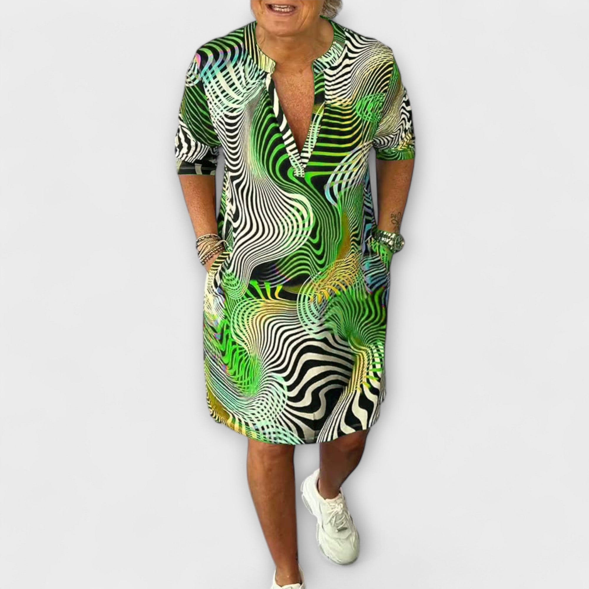 Liora - Colorful Dress with V-Neck