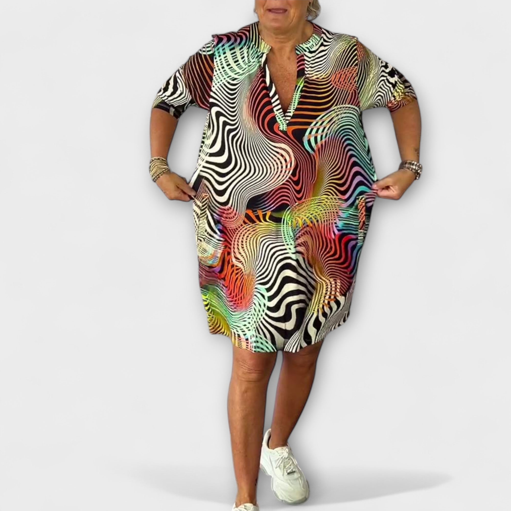 Liora - Colorful Dress with V-Neck