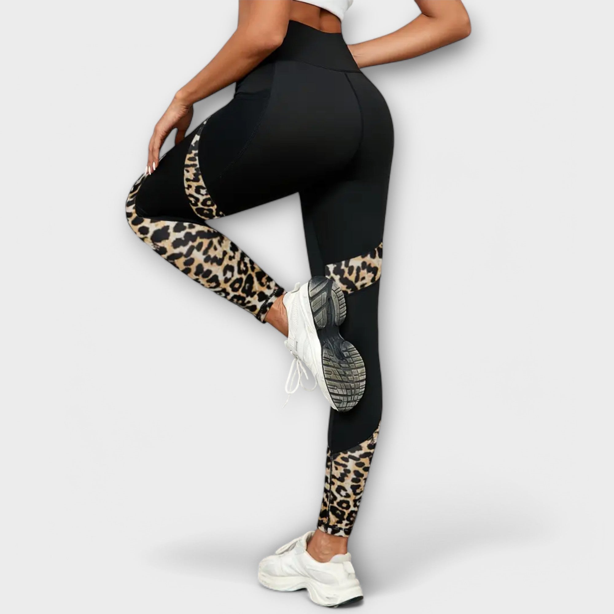 High-Waisted Leopard Print Training Pants