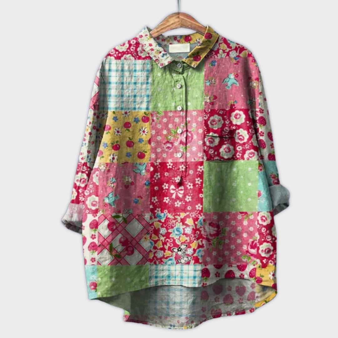 Magdalena - Handmade Women's Blouse with Floral Design