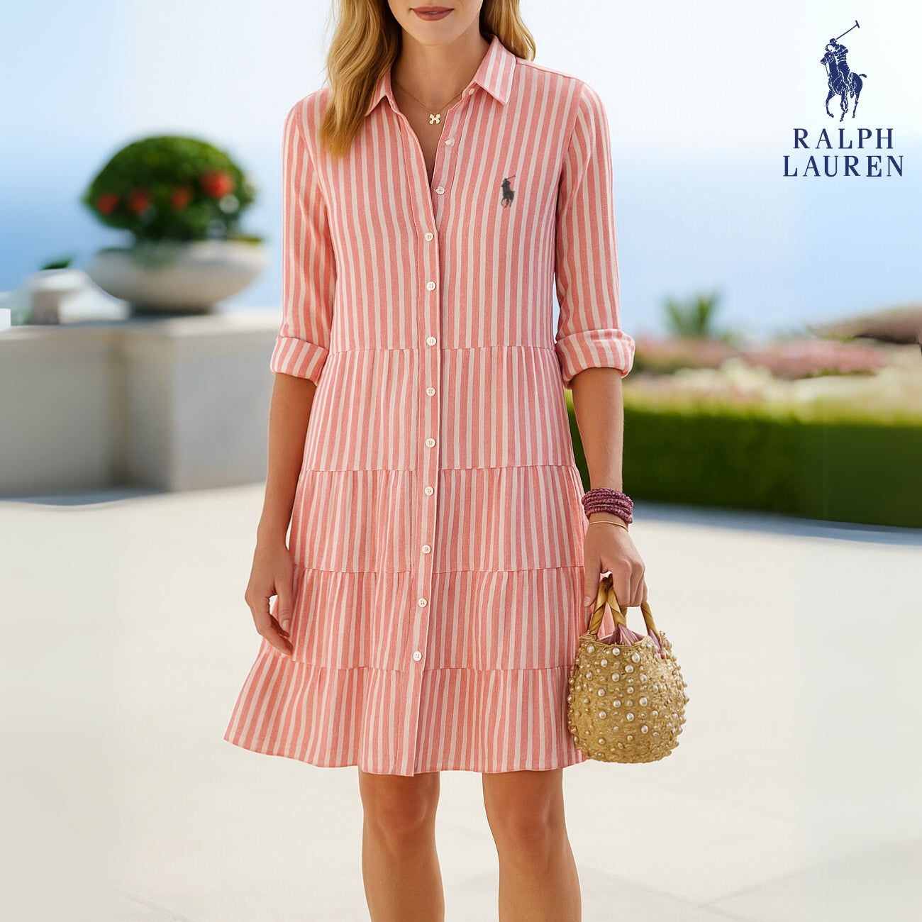 Striped Shirt Dress by R. Ꮮаᴜгеn + Complimentary R. Ꮮаᴜгеn Sun Hat – Effortless Summer Elegance