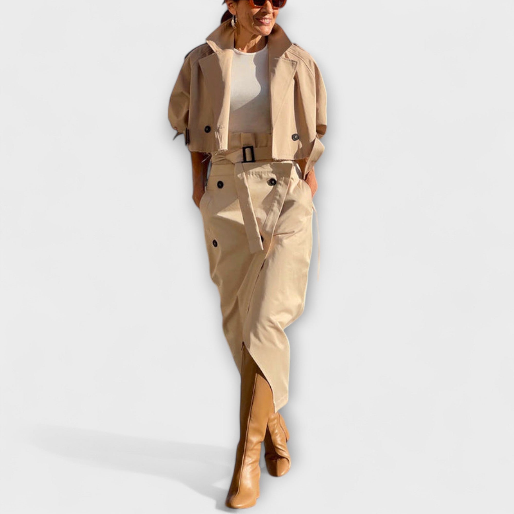 Lyra - Elegant Midi Skirt Jacket with Pockets