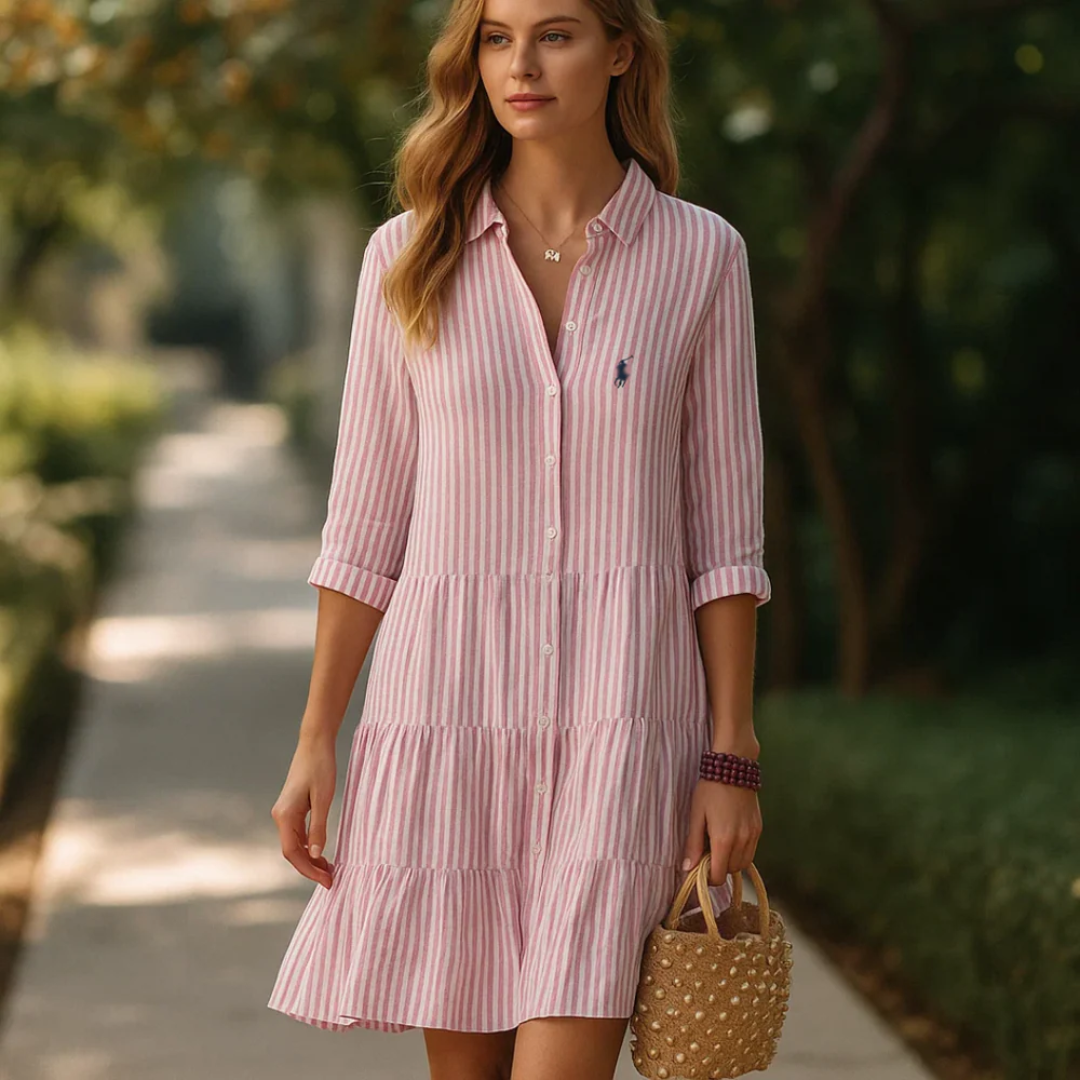 Striped Shirt Dress R&L + Free Sun Hat