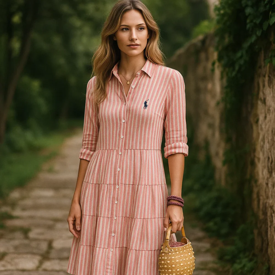 Striped Shirt Dress R&L + Free Sun Hat