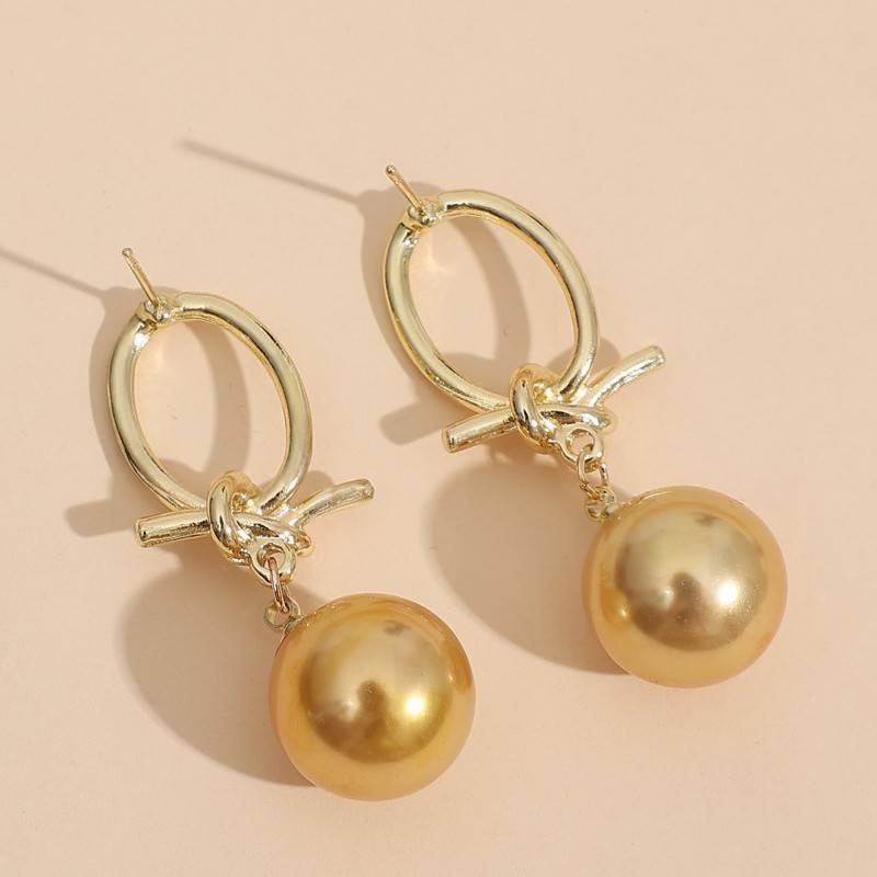 Golden Pearl Hoop Earrings