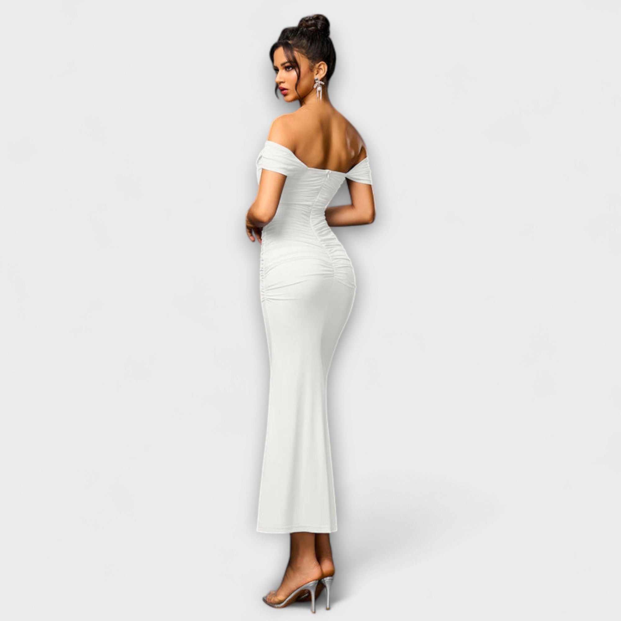Ione - Off-Shoulder Ruching Bodycon Dress