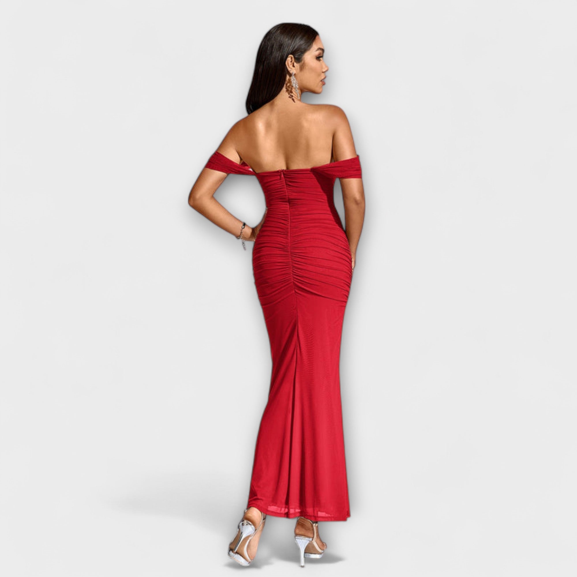Ione - Off-Shoulder Ruching Bodycon Dress