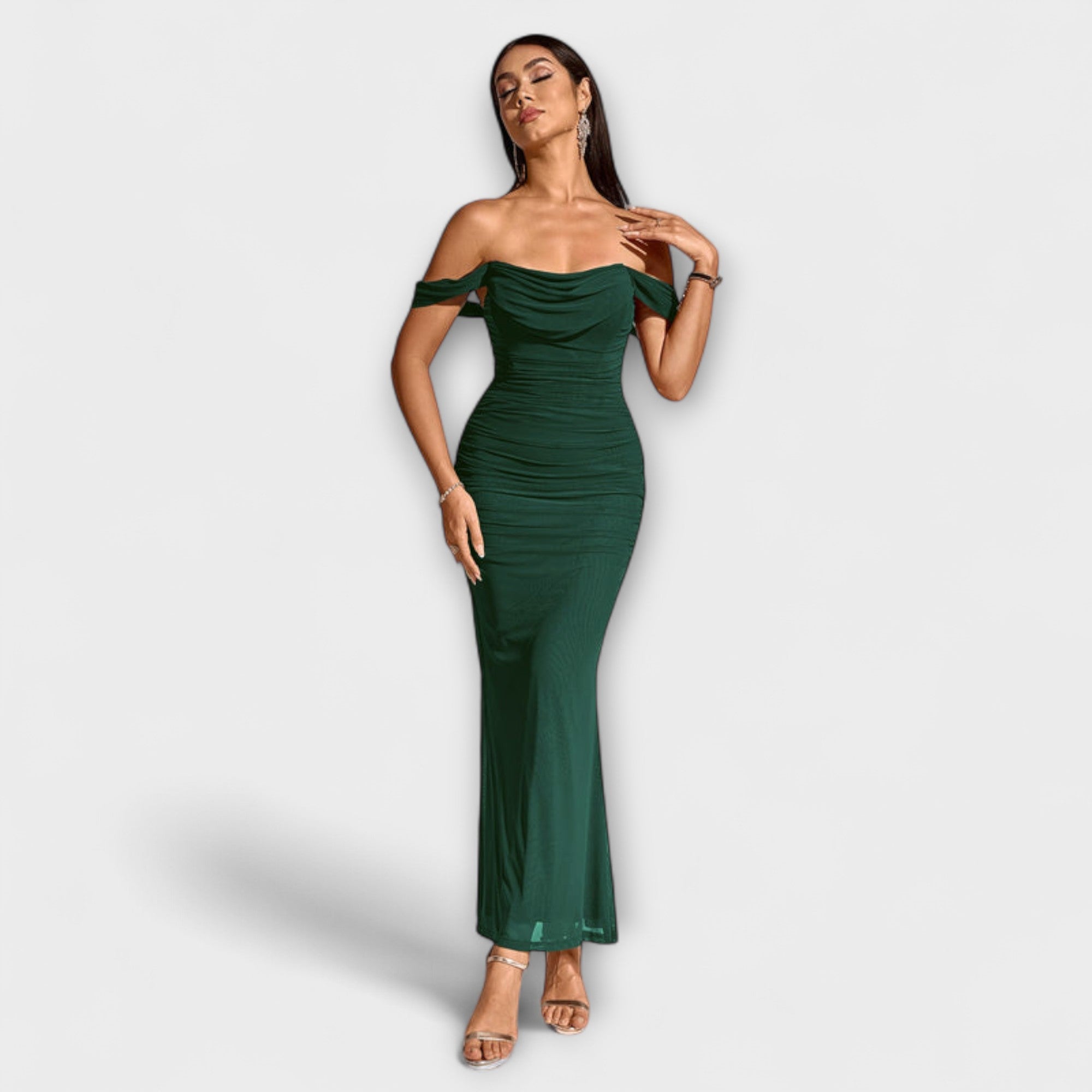 Ione - Off-Shoulder Ruching Bodycon Dress