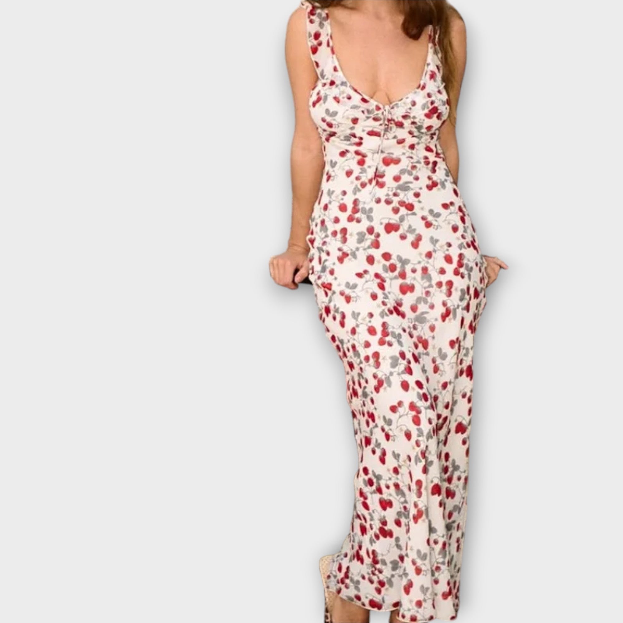 Cryptographic Floral Print Plunge Maxi Dress