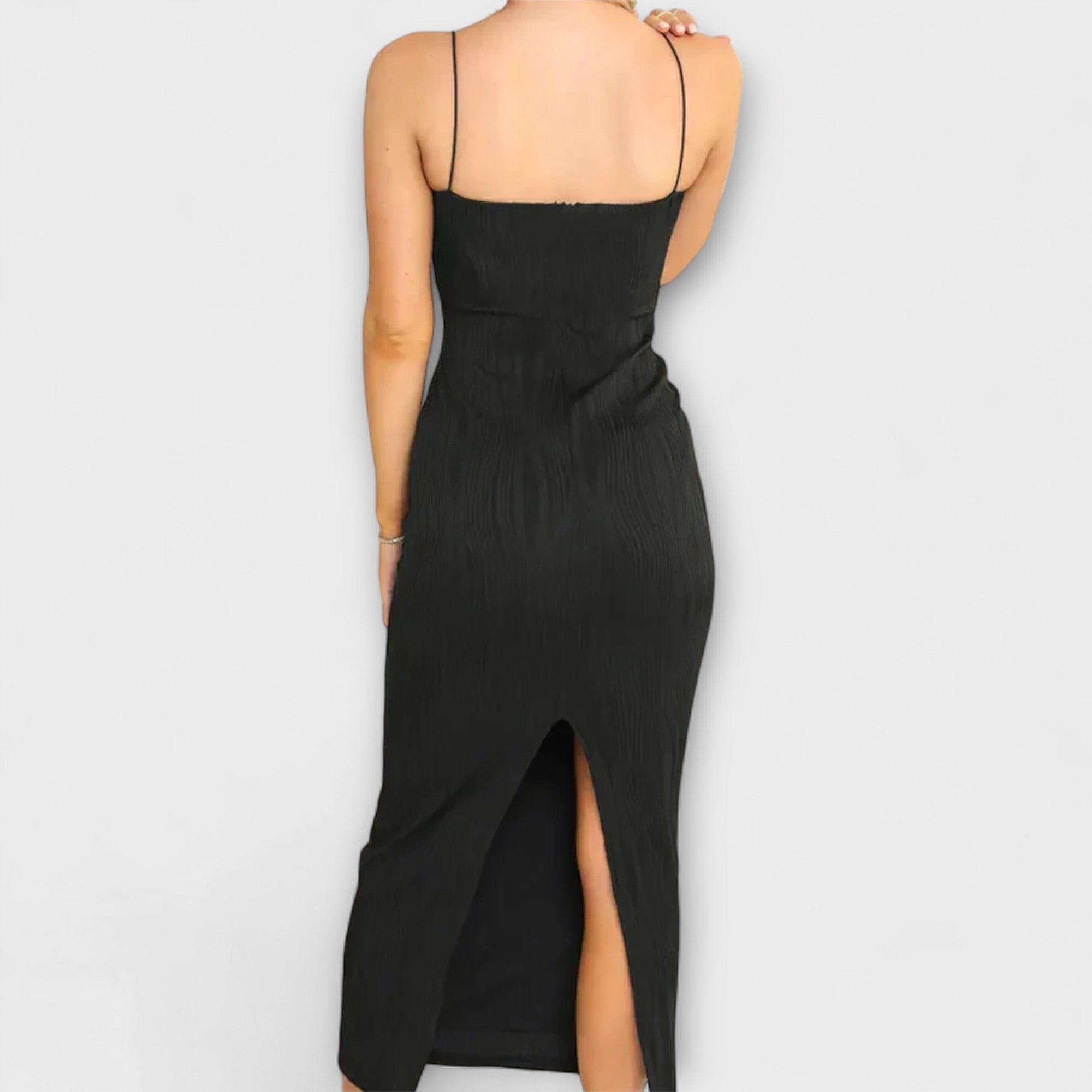 Chic sleeveless gathered long dress