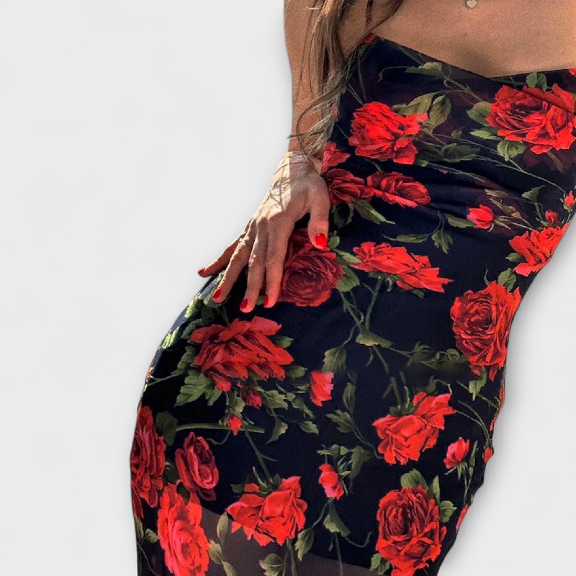 Flower Pattern Spaghetti Strap Bodycon Dress