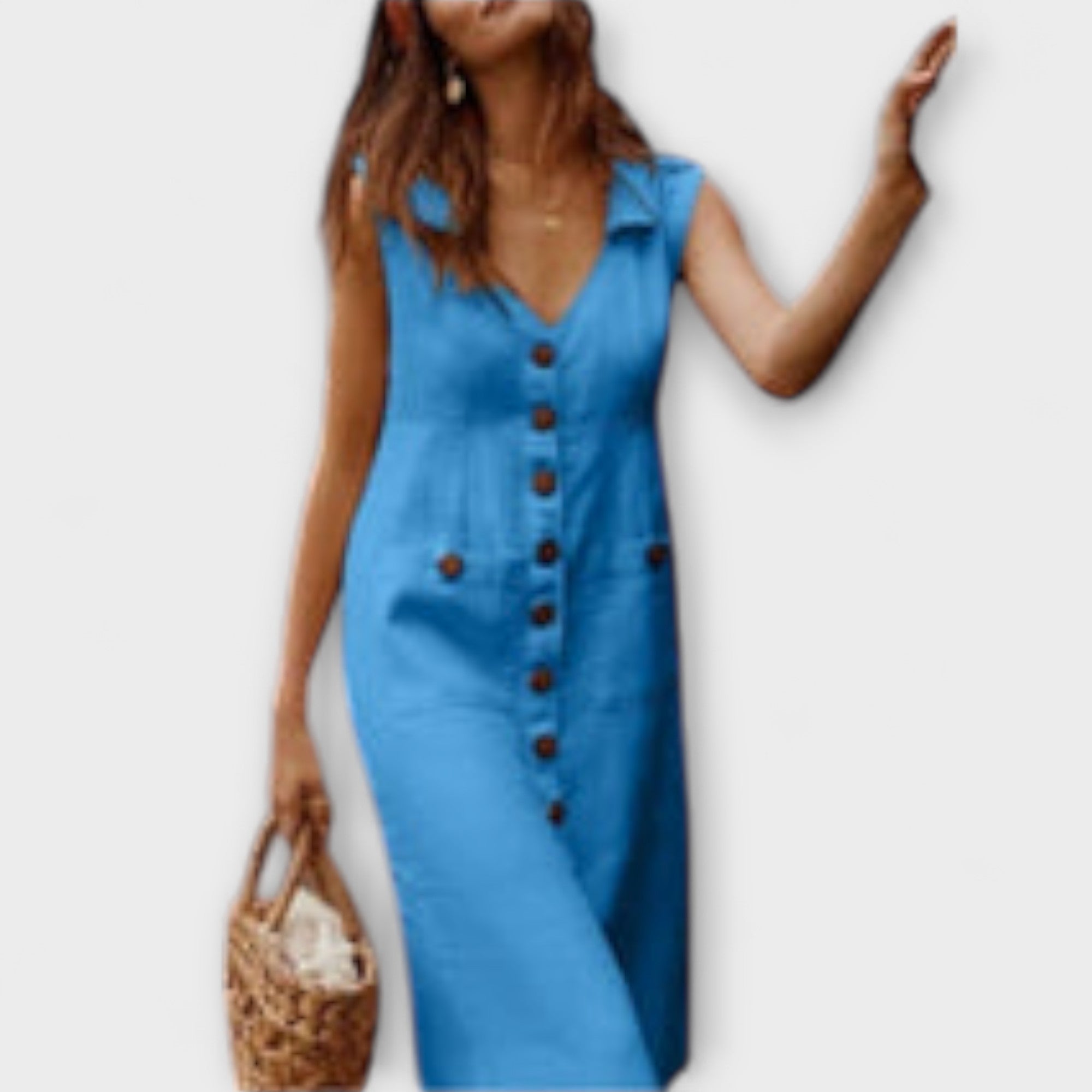 Nora – A-Line Dress Made of Cotton-Linen with Lapel Collar