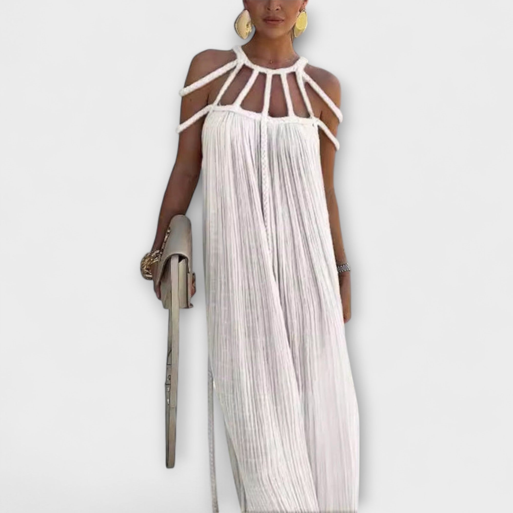 Briar - A stylish maxi dress made of blended fabric with draped braids