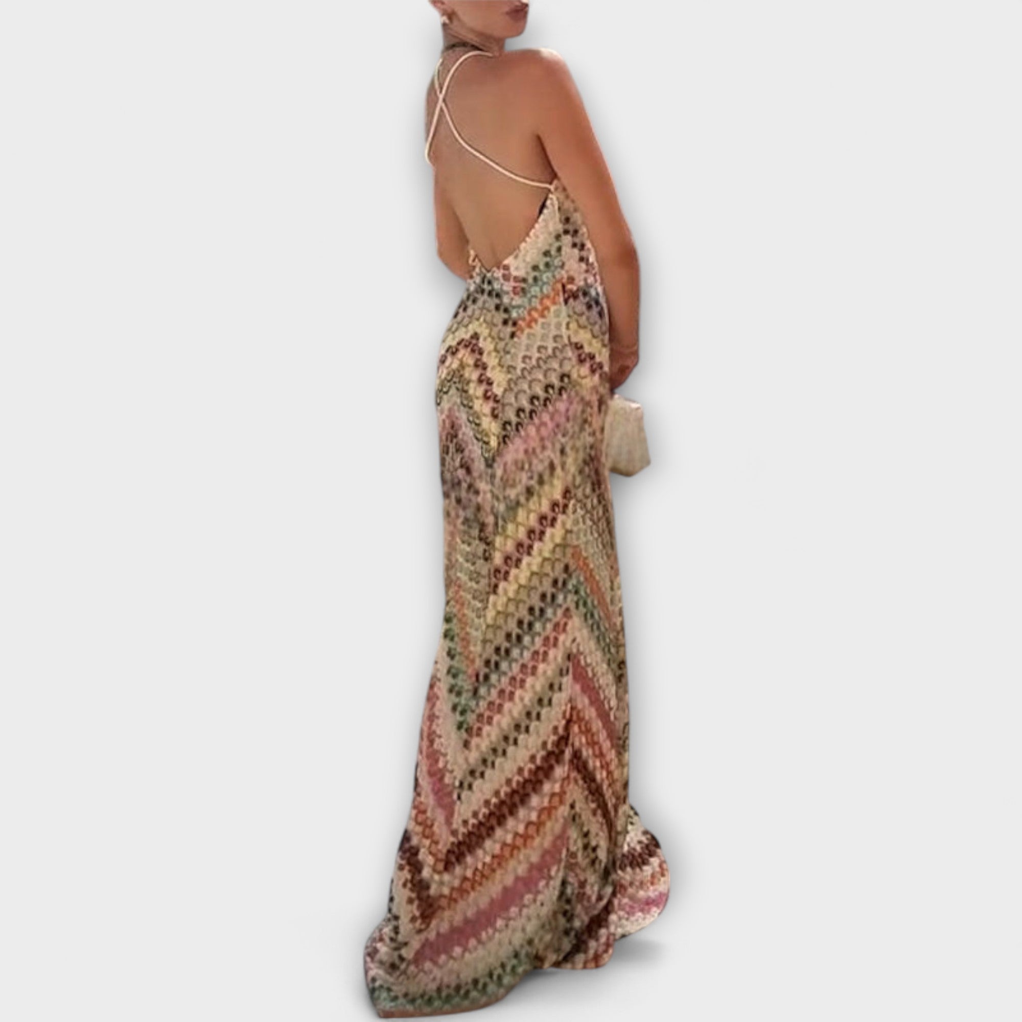 Remi - Missoni Colorful Houndstooth Pattern Maxi Dress