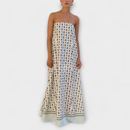 Hazel - Unique Geometric Off-Shoulder Maxi Dress