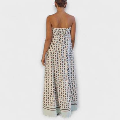 Hazel - Unique Geometric Off-Shoulder Maxi Dress