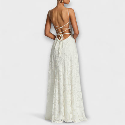 Kairi - Stylish Floral Lace Maxi Dress with Spaghetti Straps