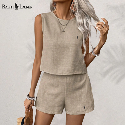 [Buy 1 Get 2] Linen Serenity Complete Two-Piece Set by R. Ꮮаᴜгеn + Free R. Ꮮаᴜгеn Sun Hat