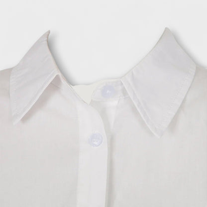 Indie - Long-sleeved white pleated shirt dress