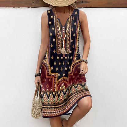 Vintage Ethnic Print Dress