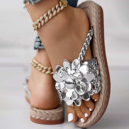 3D Floral Decorative Flat Slippers