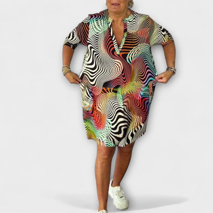Liora - Colorful Dress with V-Neck