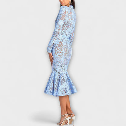 Freya - Elegant Midi Dress Made of Floral Lace