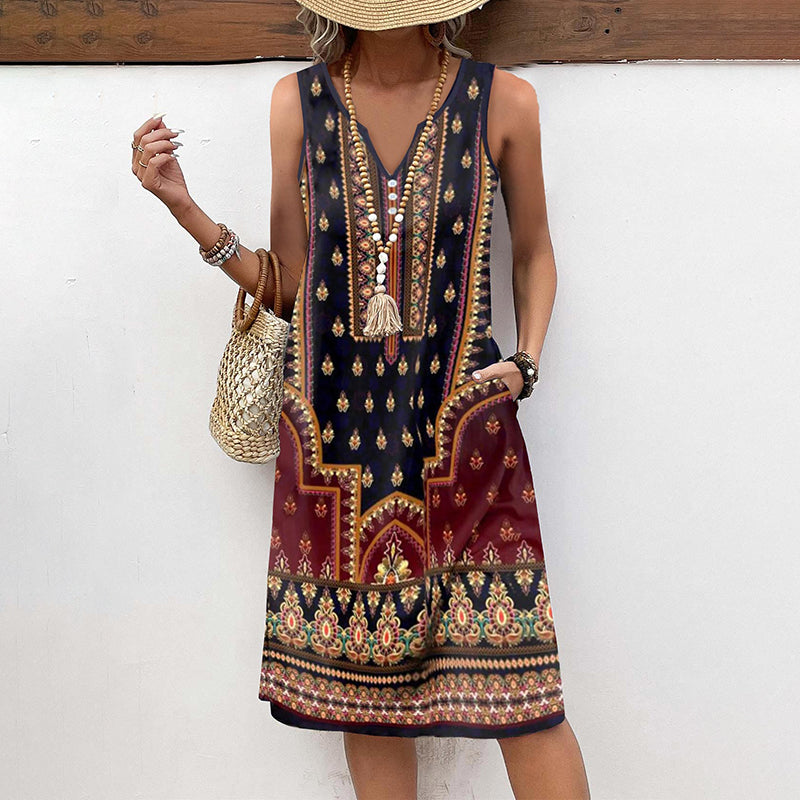 Vintage Ethnic Print Dress