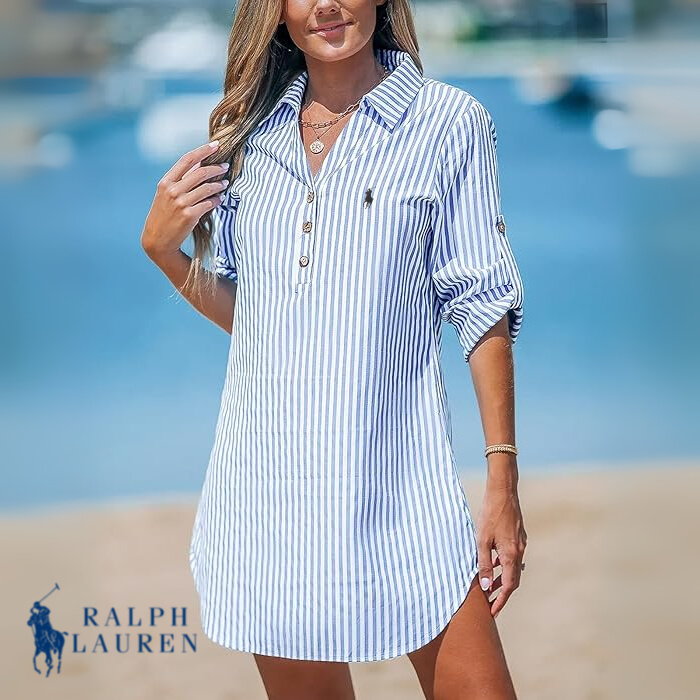Ꮢalph Ꮮаᴜгеn Classic Striped Shirt Dress + Free Ꮢalph Ꮮаᴜгеn Leather Crossbody Bag