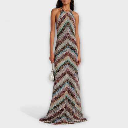 Reese - Jodie Knitted Dress with Colorful Herringbone Pattern