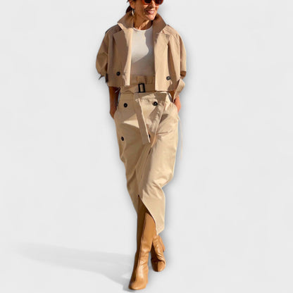 Lyra - Elegant Midi Skirt Jacket with Pockets