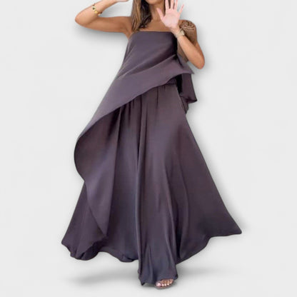 Ruby - Chic Sleeveless Bandeau Top and Skirt