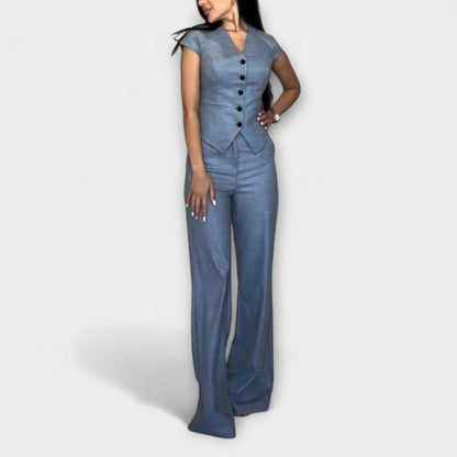 Ivy - Stylish V-Neck Top and Pants Set