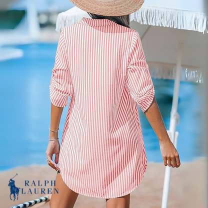 Ꮢalph Ꮮаᴜгеn Classic Striped Shirt Dress + Free Ꮢalph Ꮮаᴜгеn Leather Crossbody Bag