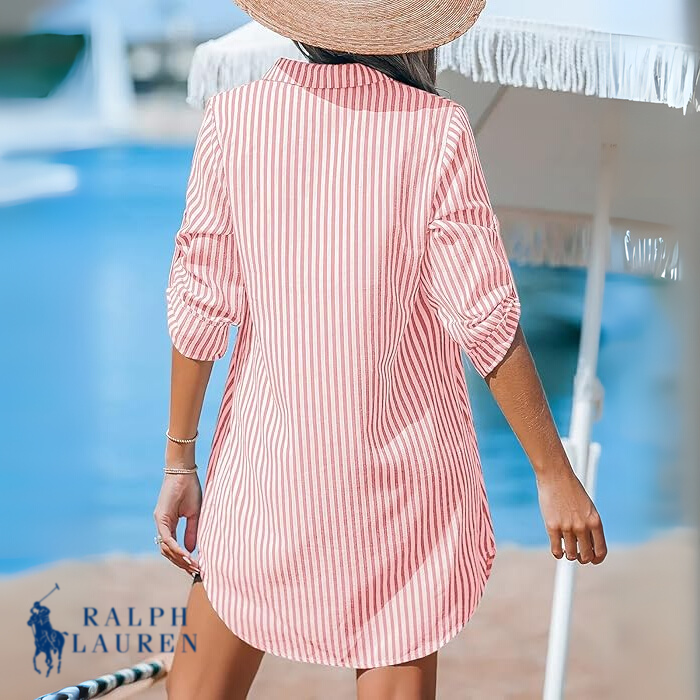 Ꮢalph Ꮮаᴜгеn Classic Striped Shirt Dress + Free Ꮢalph Ꮮаᴜгеn Leather Crossbody Bag