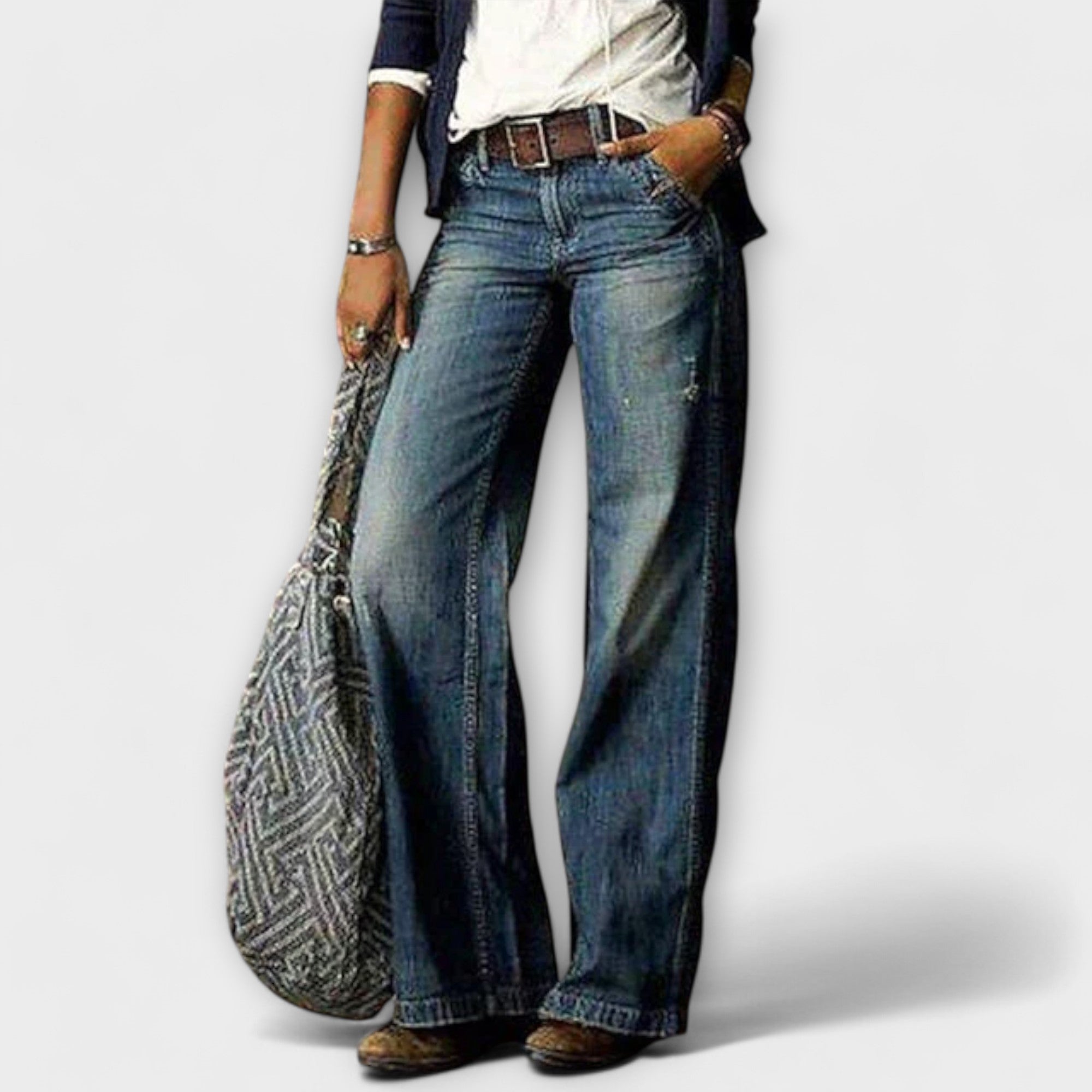 Cess - Denim Pants with Wide Leg