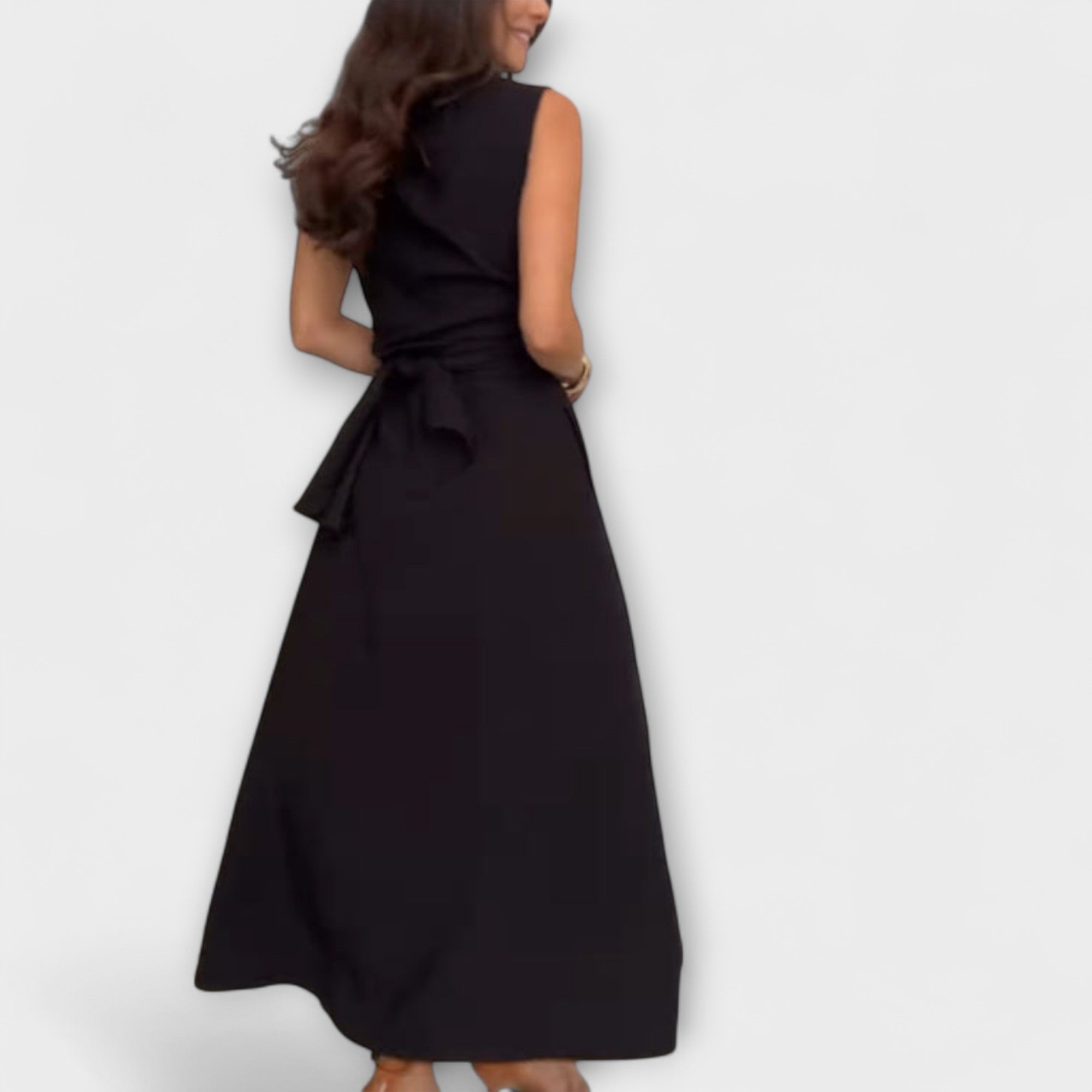 Mira - Eye-catching, single-breasted midi dress with tie detail