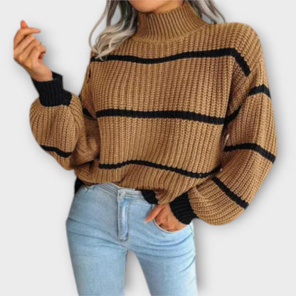 Chavala - Turtleneck Sweater with Stripes