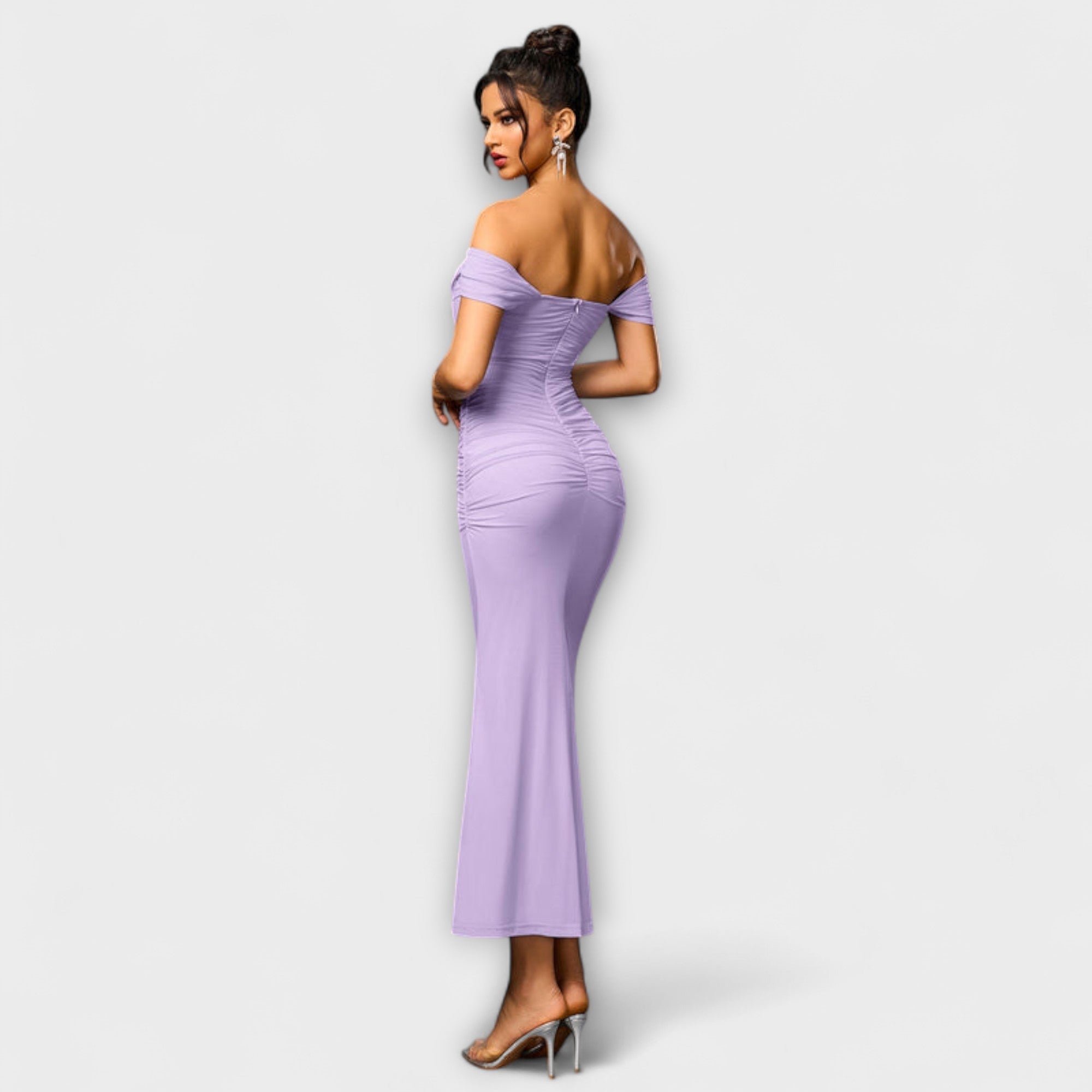 Ione - Off-Shoulder Ruching Bodycon Dress