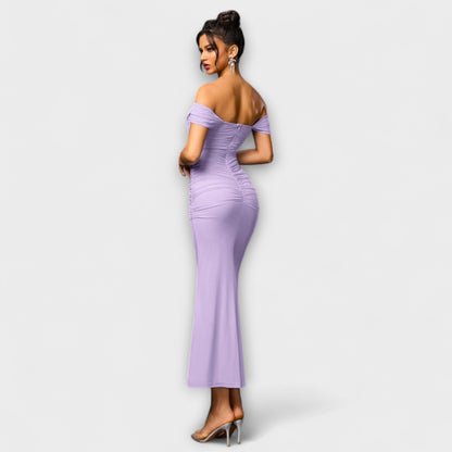 Ione - Off-Shoulder Ruching Bodycon Dress