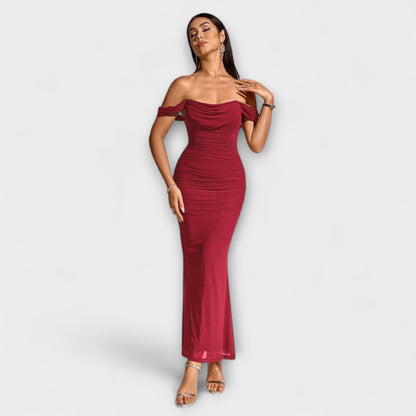 Ione - Off-Shoulder Ruching Bodycon Dress