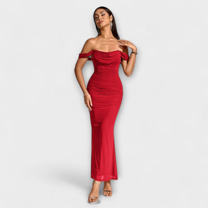 Ione - Off-Shoulder Ruching Bodycon Dress