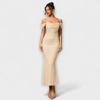 Ione - Off-Shoulder Ruching Bodycon Dress