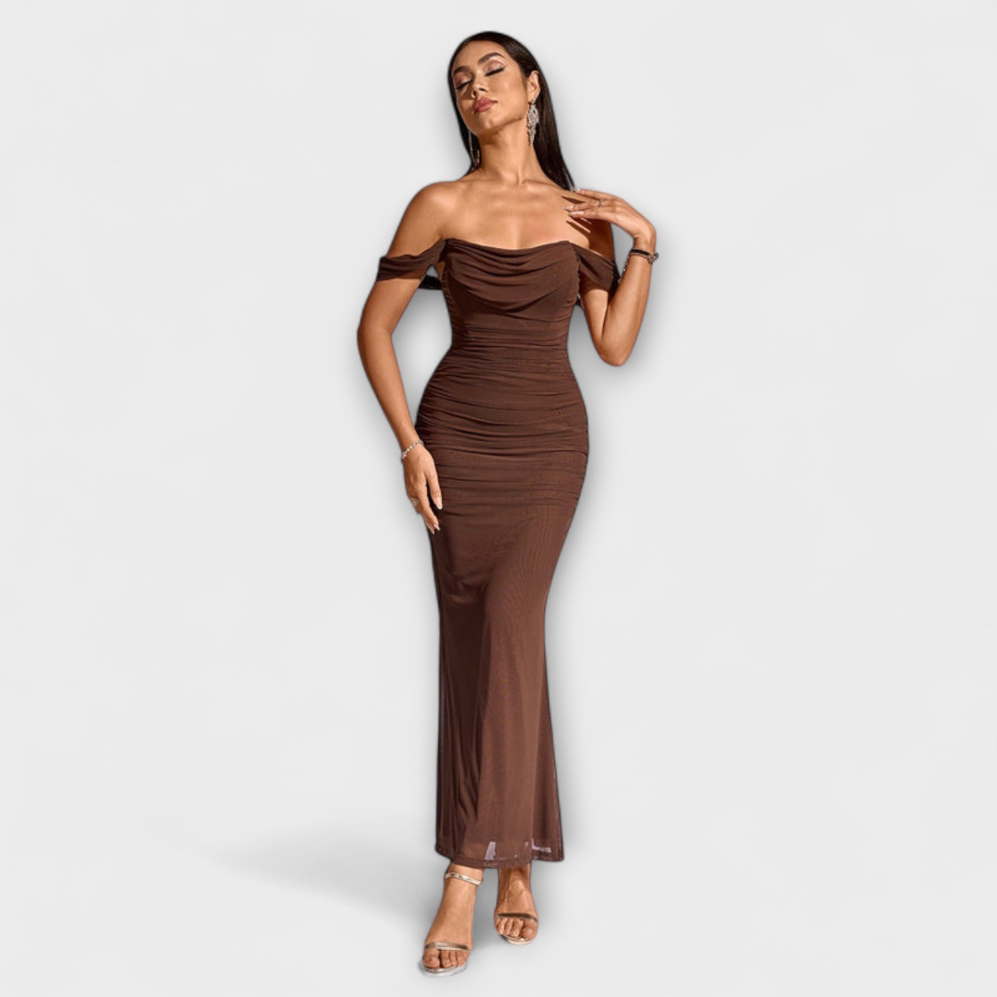 Ione - Off-Shoulder Ruching Bodycon Dress