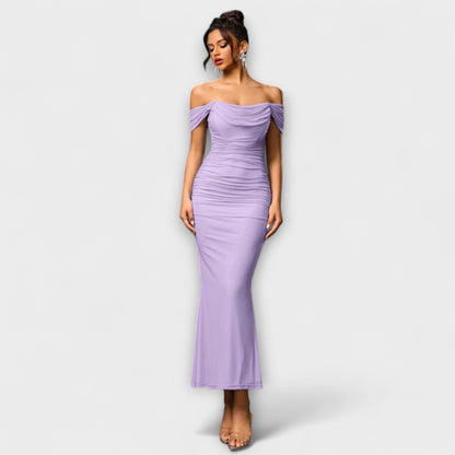 Ione - Off-Shoulder Ruching Bodycon Dress